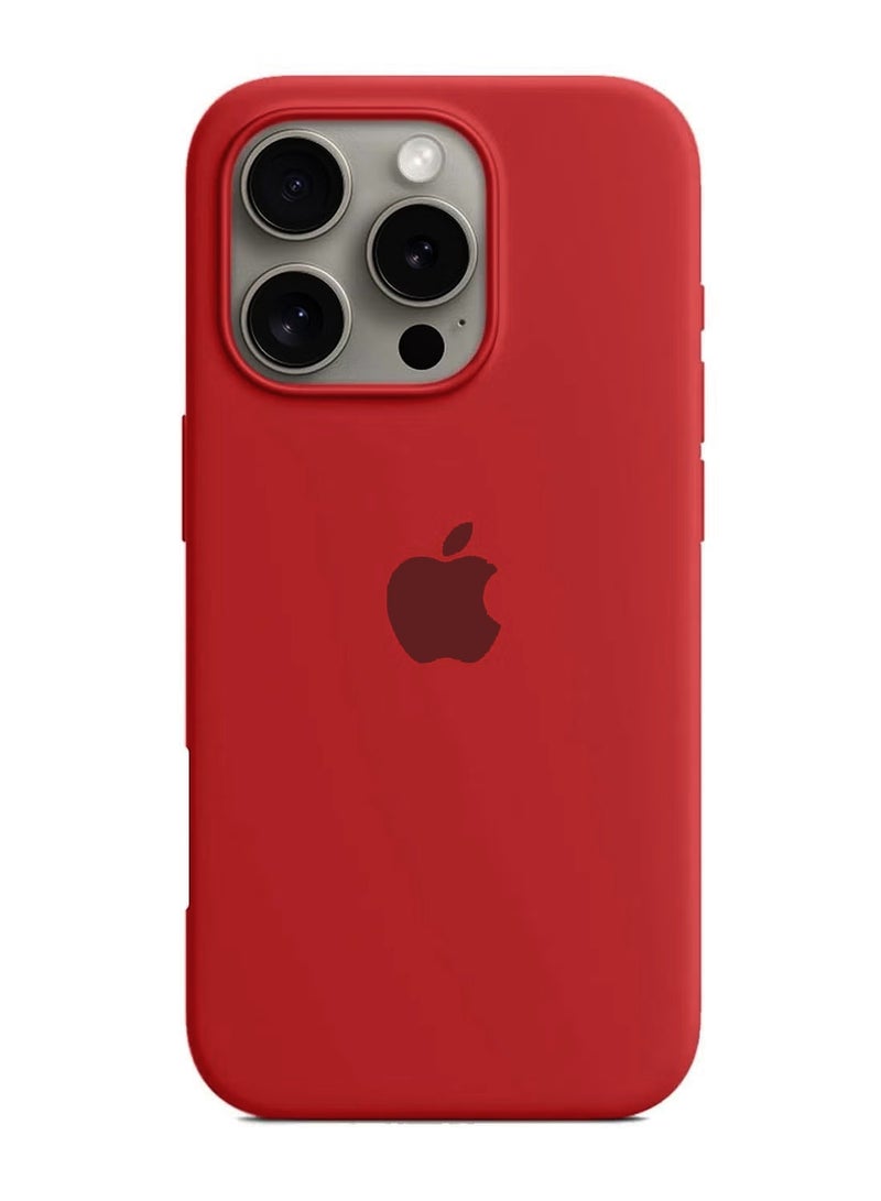 غطاء الحماية سائل سيليكون ناعم لآيفون 16 برو ماكس 2024 - أحمر